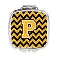 Carolines Treasures Letter P Chevron Black and Gold Compact Mirror, 3 x 0.3 x 2.75 in. CJ1053-PSCM